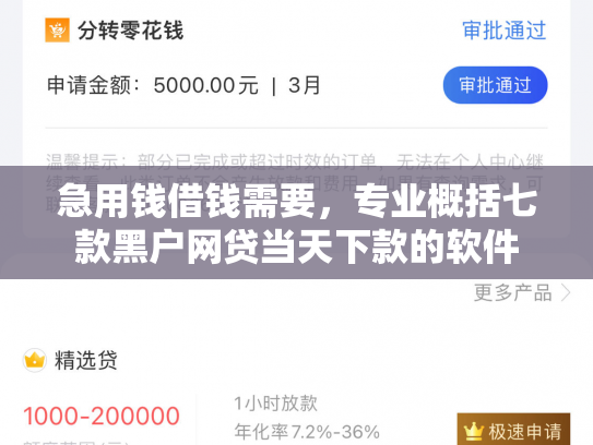 急用钱借钱需要，专业概括七款黑户网贷当天下款的软件