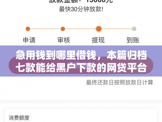 急用钱到哪里借钱，本篇归档七款能给黑户下款的网贷平台