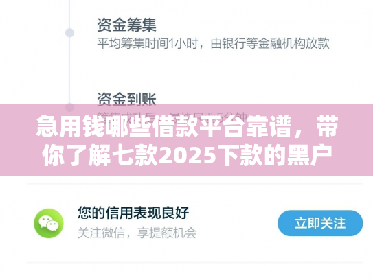 急用钱哪些借款平台靠谱，带你了解七款2025下款的黑户网贷