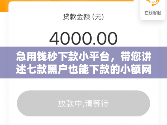急用钱秒下款小平台，带您讲述七款黑户也能下款的小额网贷