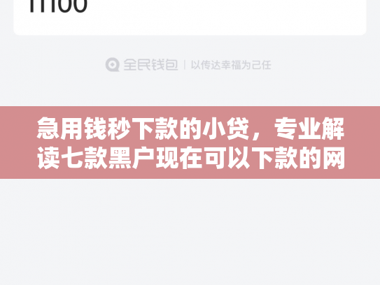 急用钱秒下款的小贷，专业解读七款黑户现在可以下款的网贷