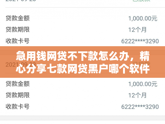 急用钱网贷不下款怎么办，精心分享七款网贷黑户哪个软件能下款