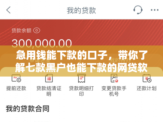 急用钱能下款的口子，带你了解七款黑户也能下款的网贷软件