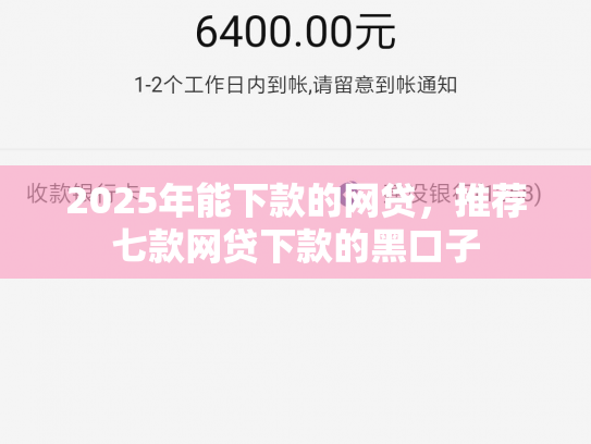 2025年能下款的网贷，推荐七款网贷下款的黑口子