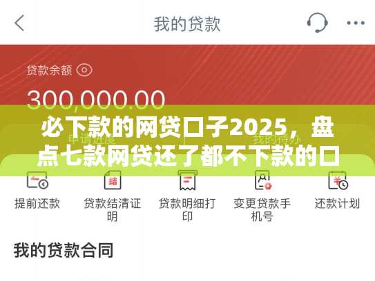 必下款的网贷口子2025，盘点七款网贷还了都不下款的口子