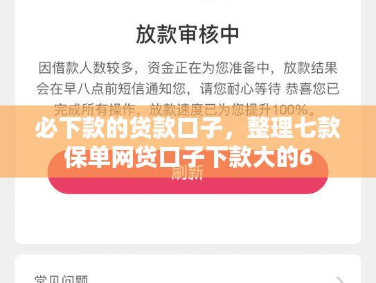 必下款的贷款口子，整理七款保单网贷口子下款大的6