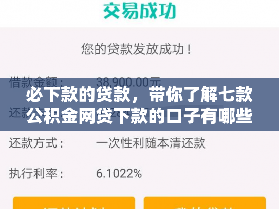 必下款的贷款，带你了解七款公积金网贷下款的口子有哪些