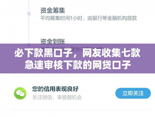 必下款黑口子，网友收集七款急速审核下款的网贷口子