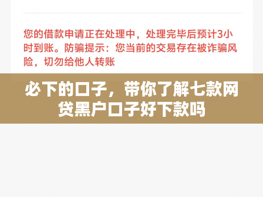 必下的口子，带你了解七款网贷黑户口子好下款吗