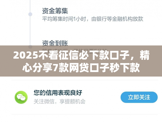 2025不看征信必下款口子，精心分享7款网贷口子秒下款