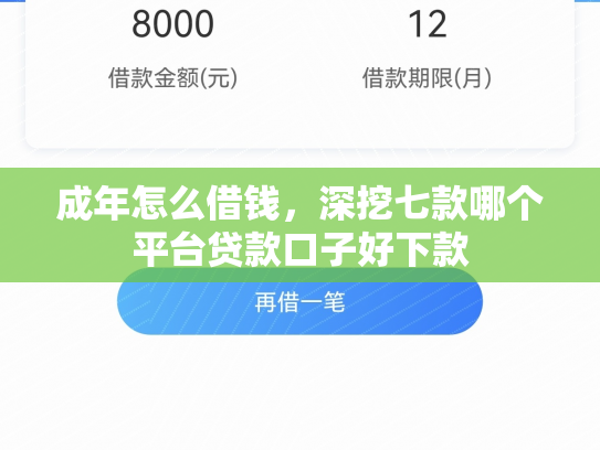 成年怎么借钱，深挖七款哪个平台贷款口子好下款