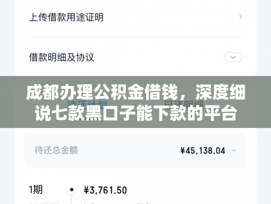 成都办理公积金借钱，深度细说七款黑口子能下款的平台