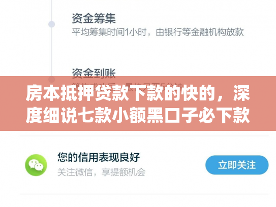 房本抵押贷款下款的快的，深度细说七款小额黑口子必下款app