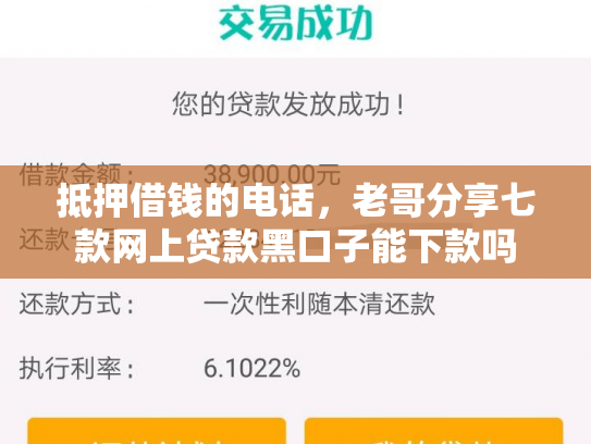 抵押借钱的电话，老哥分享七款网上贷款黑口子能下款吗