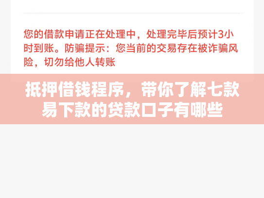 抵押借钱程序，带你了解七款易下款的贷款口子有哪些
