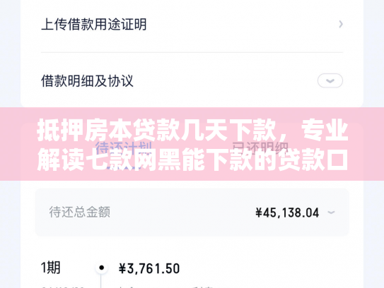 抵押房本贷款几天下款，专业解读七款网黑能下款的贷款口子