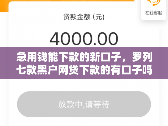 急用钱能下款的新口子，罗列七款黑户网贷下款的有口子吗
