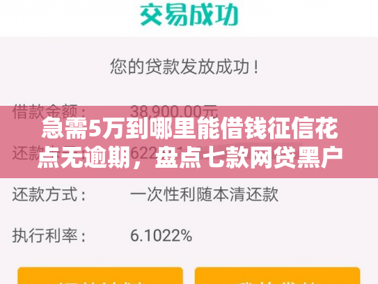 急需5万到哪里能借钱征信花点无逾期，盘点七款网贷黑户能下款是真的吗