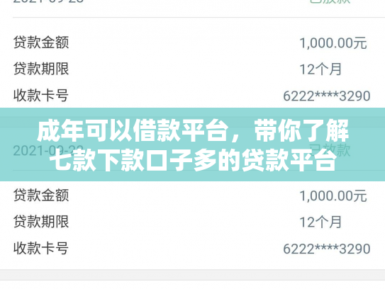 成年可以借款平台，带你了解七款下款口子多的贷款平台