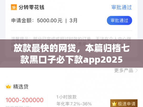 放款最快的网贷，本篇归档七款黑口子必下款app2025