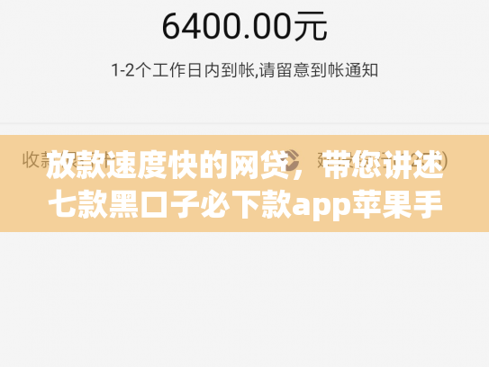 放款速度快的网贷，带您讲述七款黑口子必下款app苹果手机