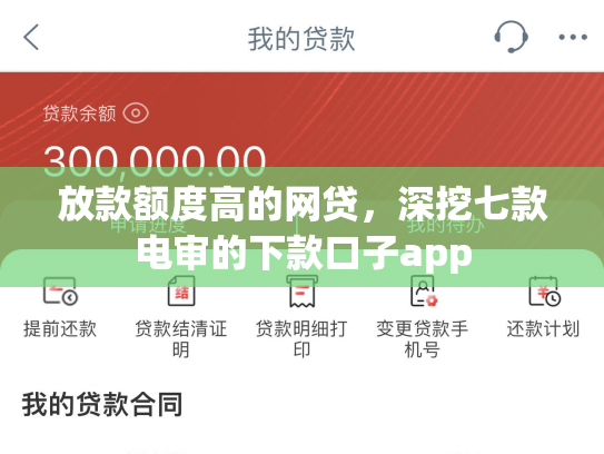 放款额度高的网贷，深挖七款电审的下款口子app