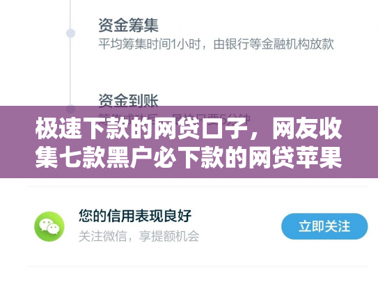 极速下款的网贷口子，网友收集七款黑户必下款的网贷苹果版