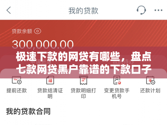 极速下款的网贷有哪些，盘点七款网贷黑户靠谱的下款口子