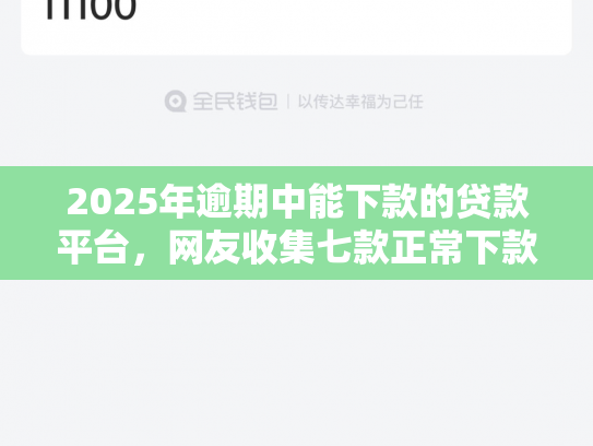 2025年逾期中能下款的贷款平台，网友收集七款正常下款的网贷口子