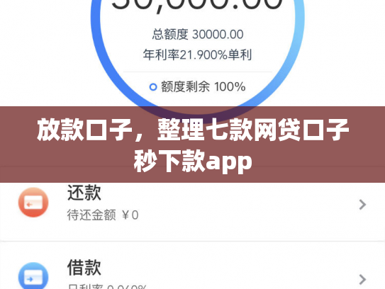 放款口子，整理七款网贷口子秒下款app