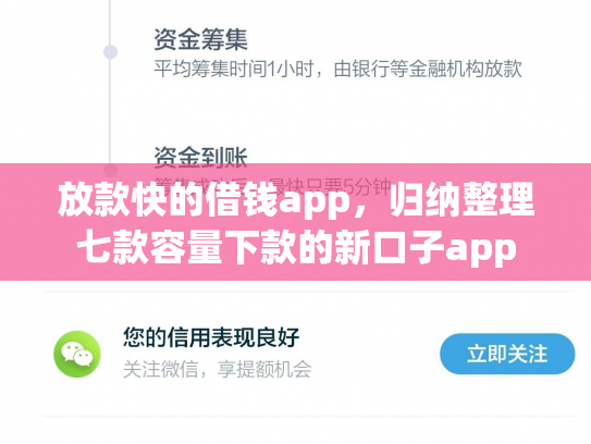 放款快的借钱app，归纳整理七款容量下款的新口子app