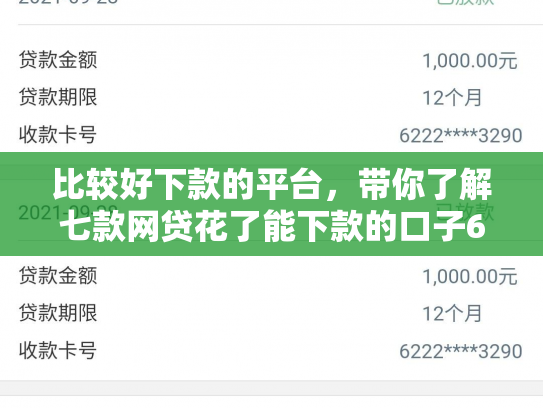 比较好下款的平台，带你了解七款网贷花了能下款的口子6
