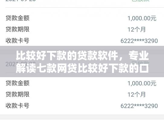 比较好下款的贷款软件，专业解读七款网贷比较好下款的口子