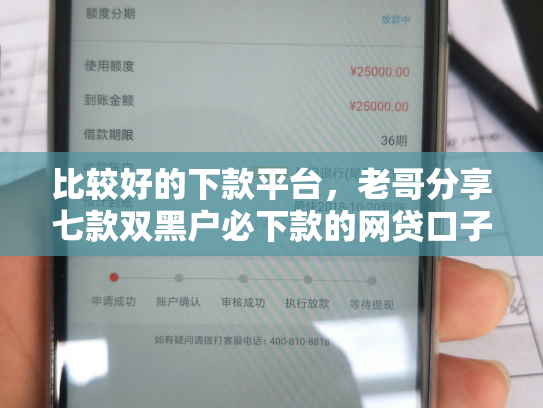 比较好的下款平台，老哥分享七款双黑户必下款的网贷口子