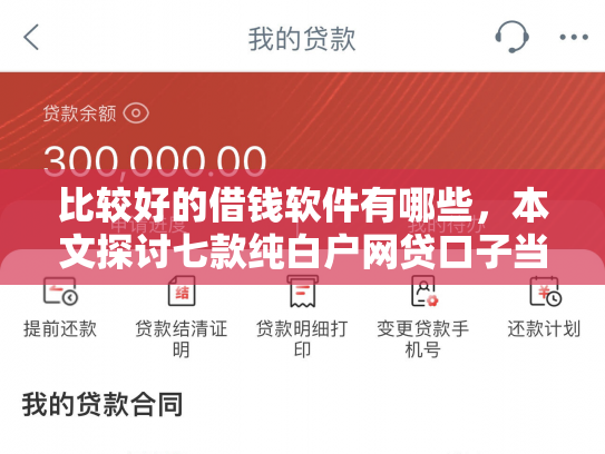 比较好的借钱软件有哪些，本文探讨七款纯白户网贷口子当天下款