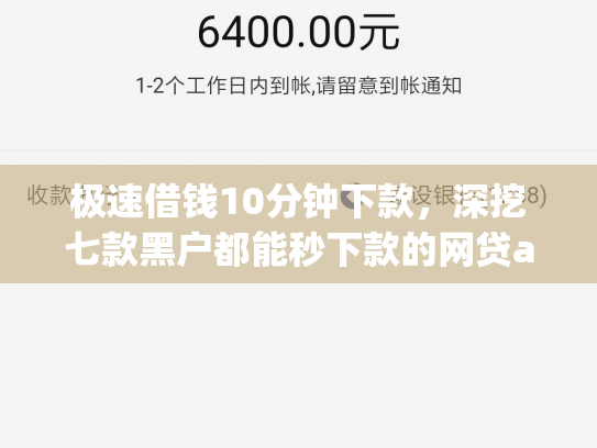 极速借钱10分钟下款，深挖七款黑户都能秒下款的网贷app
