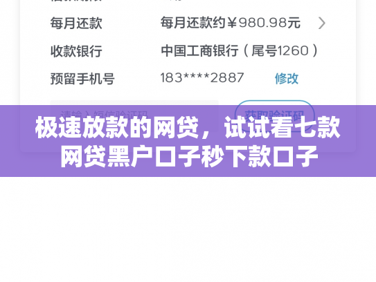 极速放款的网贷，试试看七款网贷黑户口子秒下款口子
