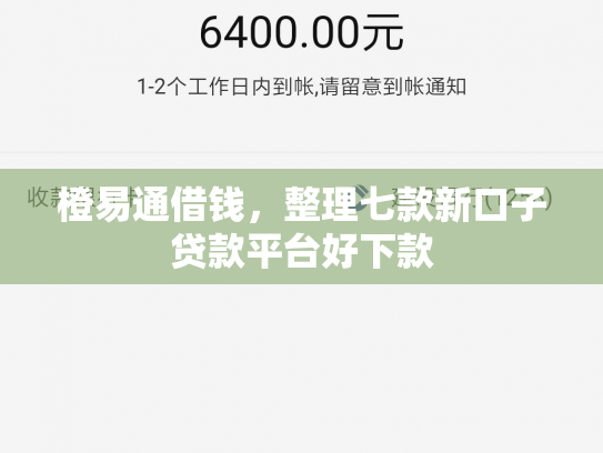 橙易通借钱，整理七款新口子贷款平台好下款