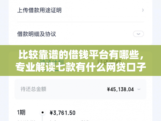 比较靠谱的借钱平台有哪些，专业解读七款有什么网贷口子可以下款
