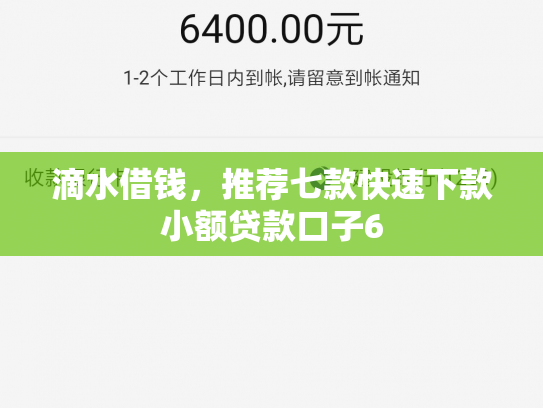 滴水借钱，推荐七款快速下款小额贷款口子6