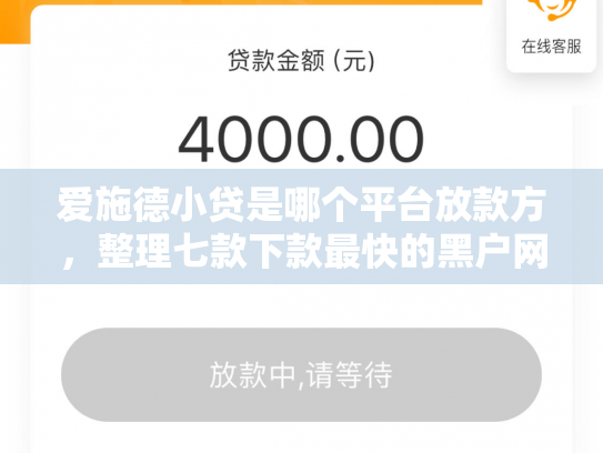 爱施德小贷是哪个平台放款方，整理七款下款最快的黑户网贷口子
