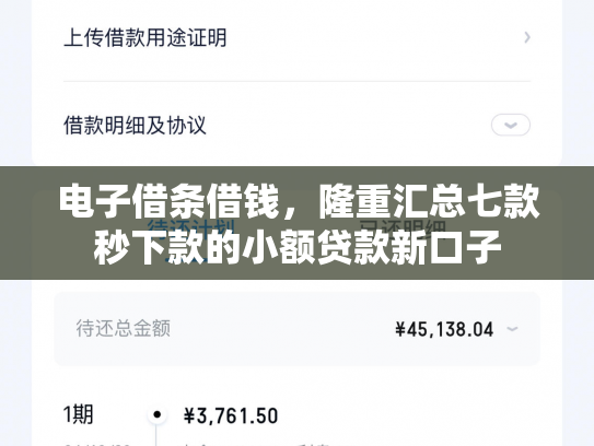 电子借条借钱，隆重汇总七款秒下款的小额贷款新口子
