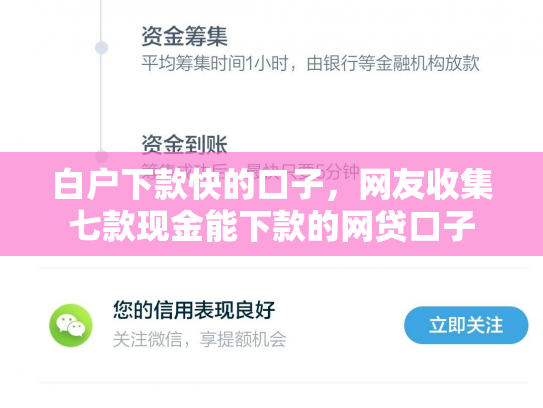 白户下款快的口子，网友收集七款现金能下款的网贷口子