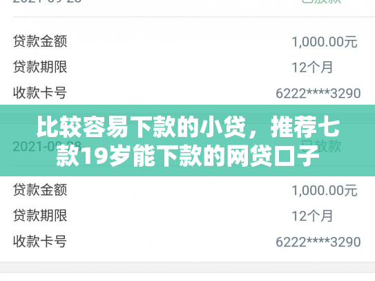 比较容易下款的小贷，推荐七款19岁能下款的网贷口子