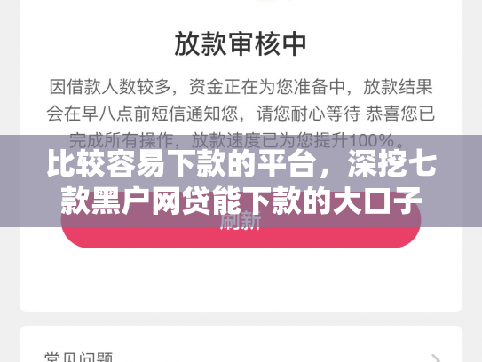 比较容易下款的平台，深挖七款黑户网贷能下款的大口子