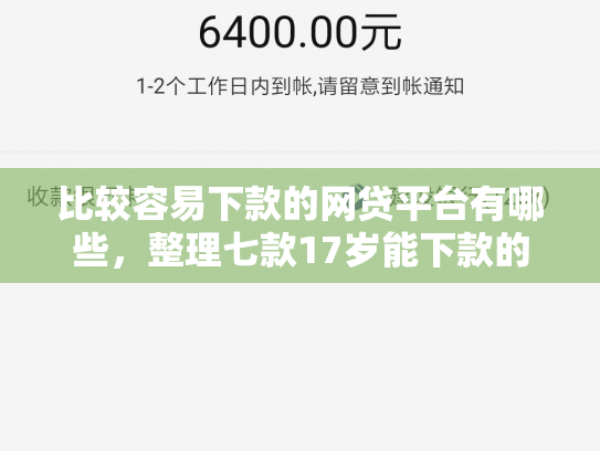 比较容易下款的网贷平台有哪些，整理七款17岁能下款的网贷口子