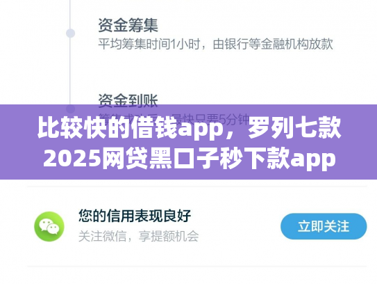 比较快的借钱app，罗列七款2025网贷黑口子秒下款app