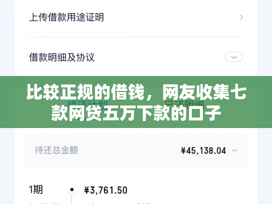 比较正规的借钱，网友收集七款网贷五万下款的口子