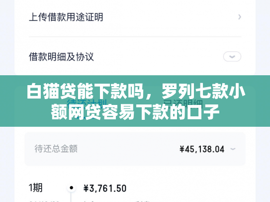 白猫贷能下款吗，罗列七款小额网贷容易下款的口子