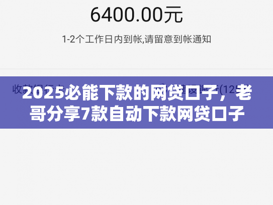 2025必能下款的网贷口子，老哥分享7款自动下款网贷口子